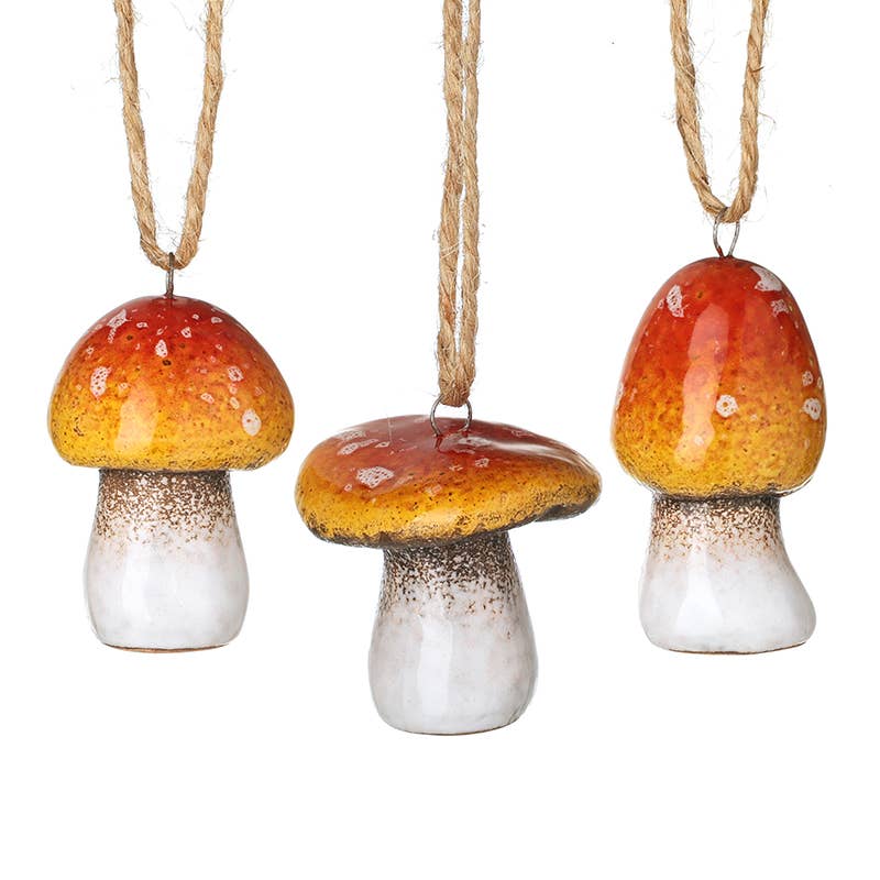 Red Stoneware mushroom Decoration Set (SET OF 3)