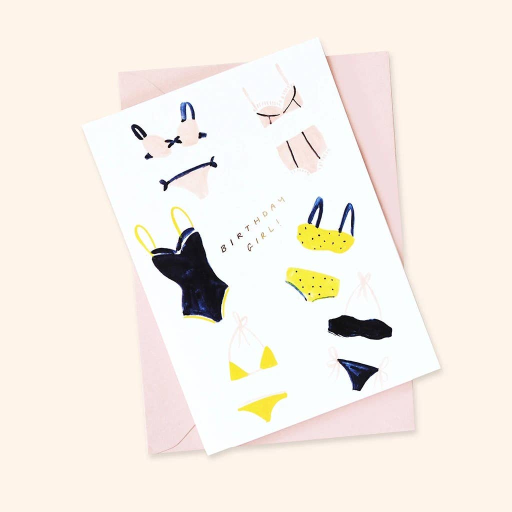 Illustrated Swimsuit "Birthday Girl" Summer Birthday Card