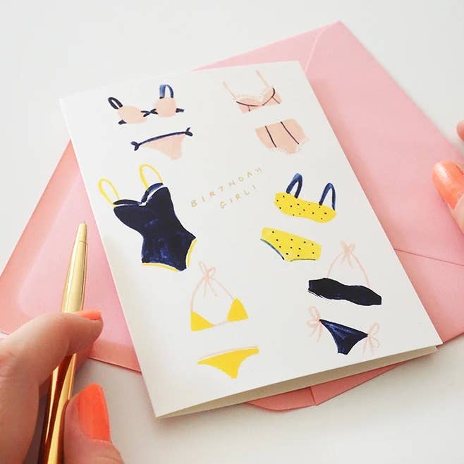 Illustrated Swimsuit "Birthday Girl" Summer Birthday Card