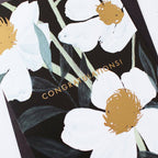 Black Botanical Floral Congratulations Foiled Greetings Card