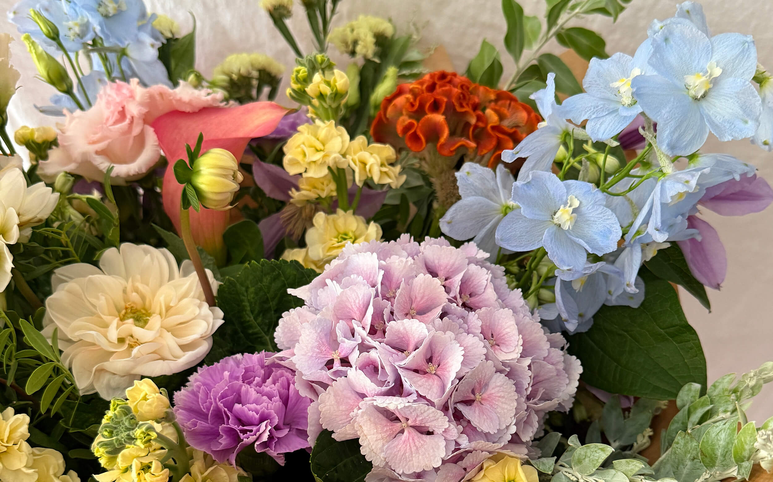 Close up of a colourful flower bouquet
