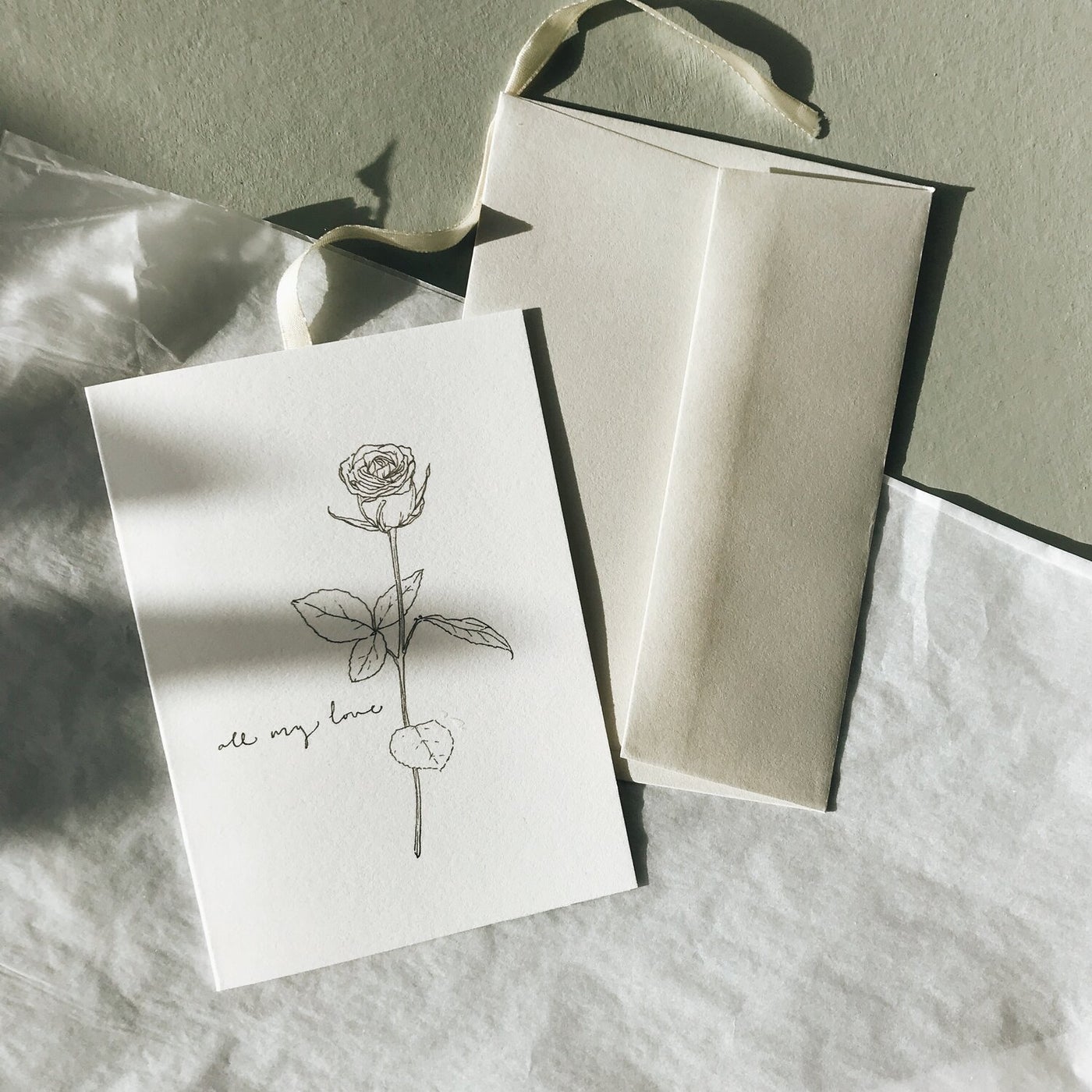 'All my Love' Botanical Rose Card- Annie Brougham