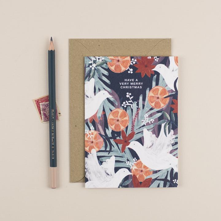 Doves and Florals - Greeting Card