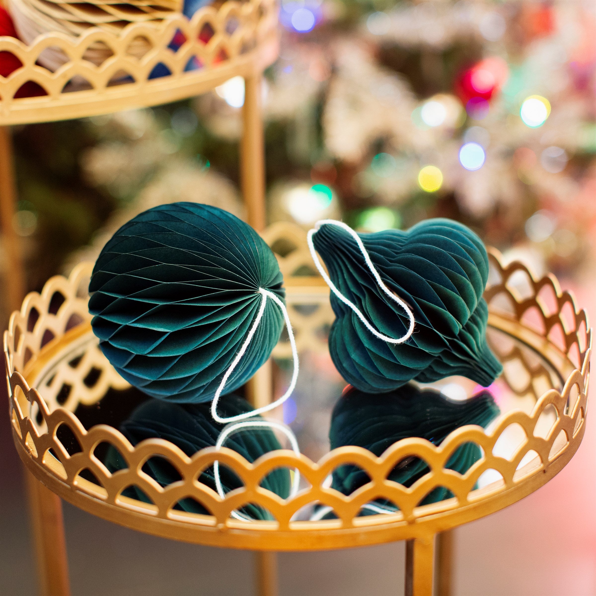 Paper Honeycomb Hanging Decoration - Forest Green