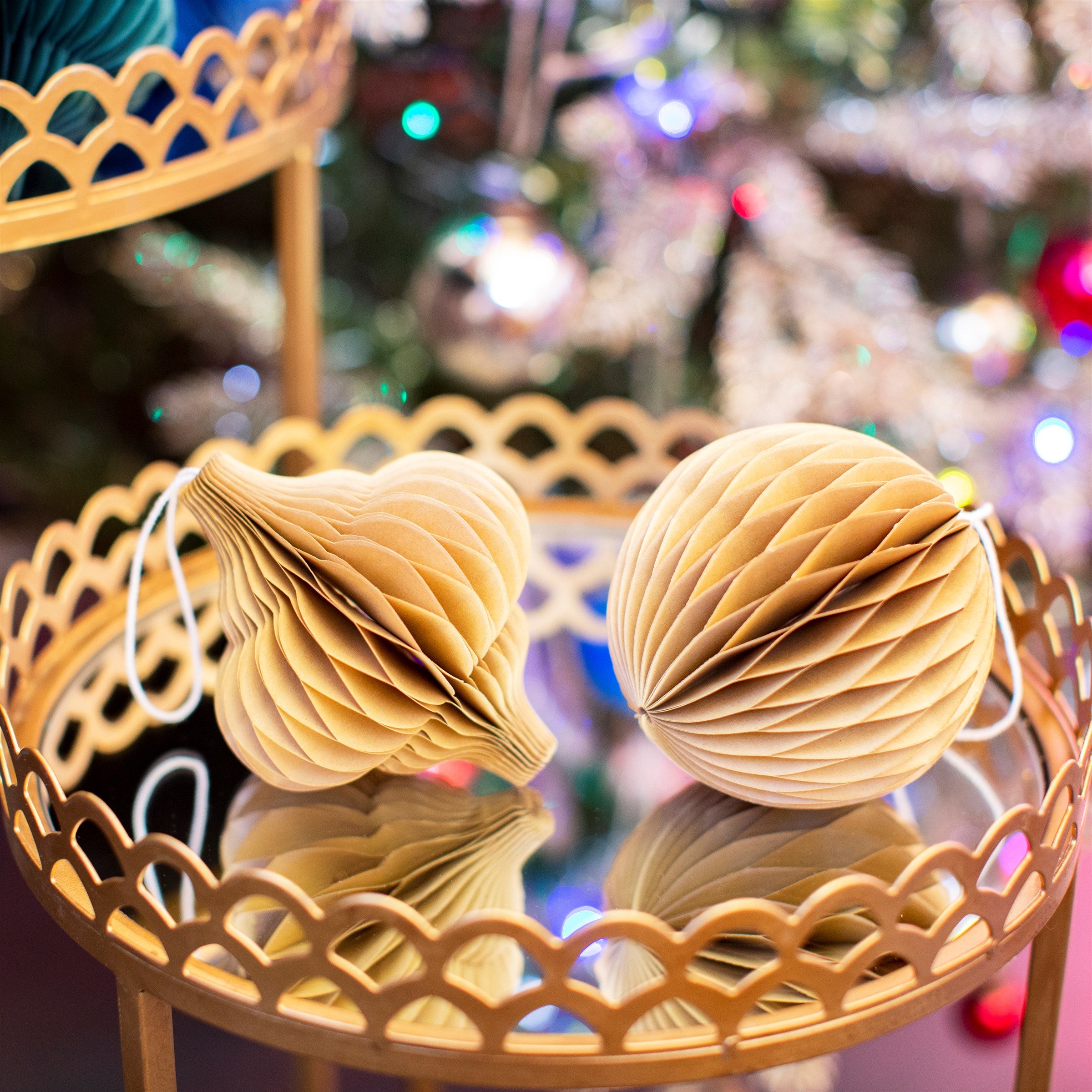 Paper Honeycomb Hanging Decoration - Kraft