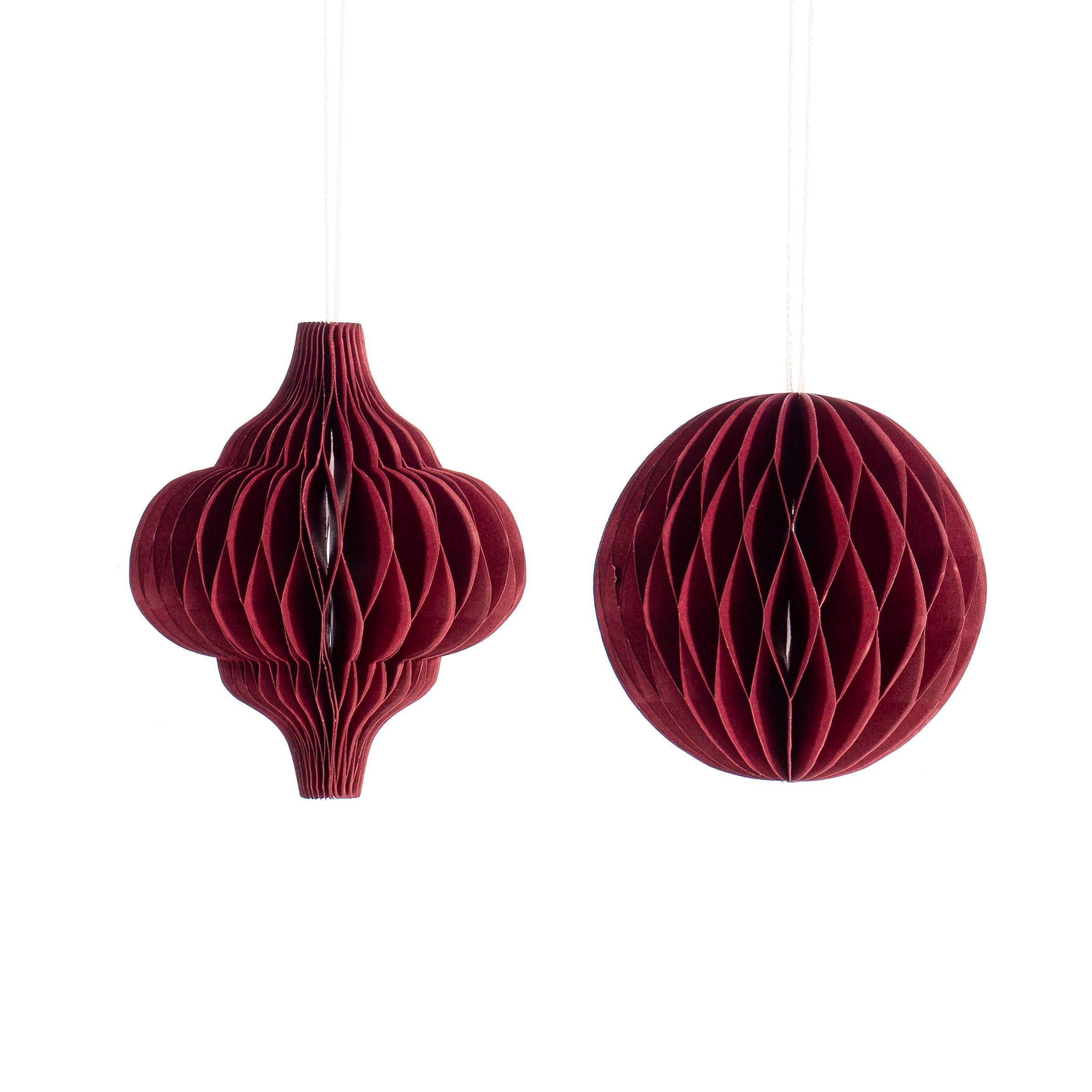Paper Honeycomb Hanging Decoration - Deep Red