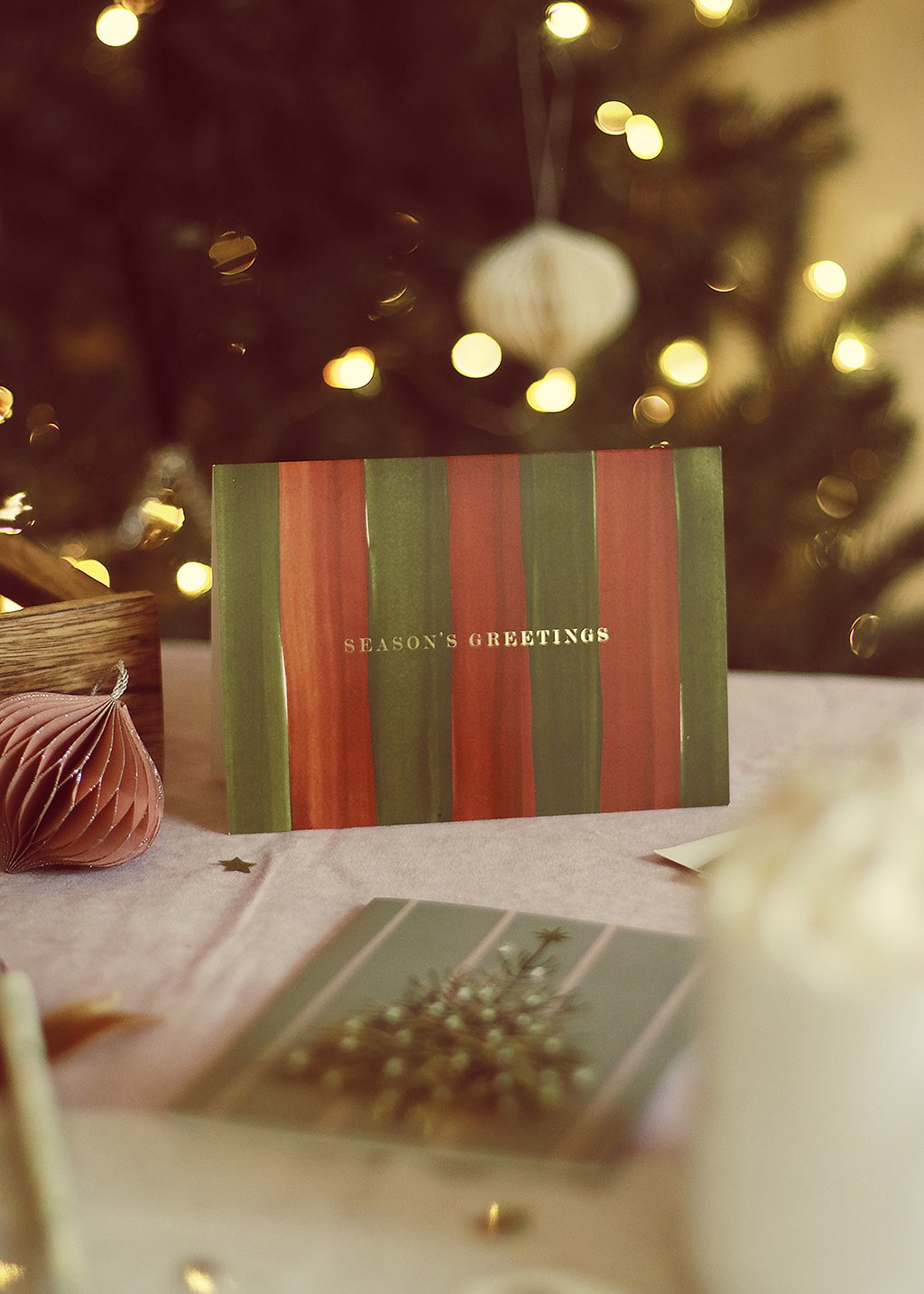 Annie Dornan Smith - Season's Greetings striped Christmas Card