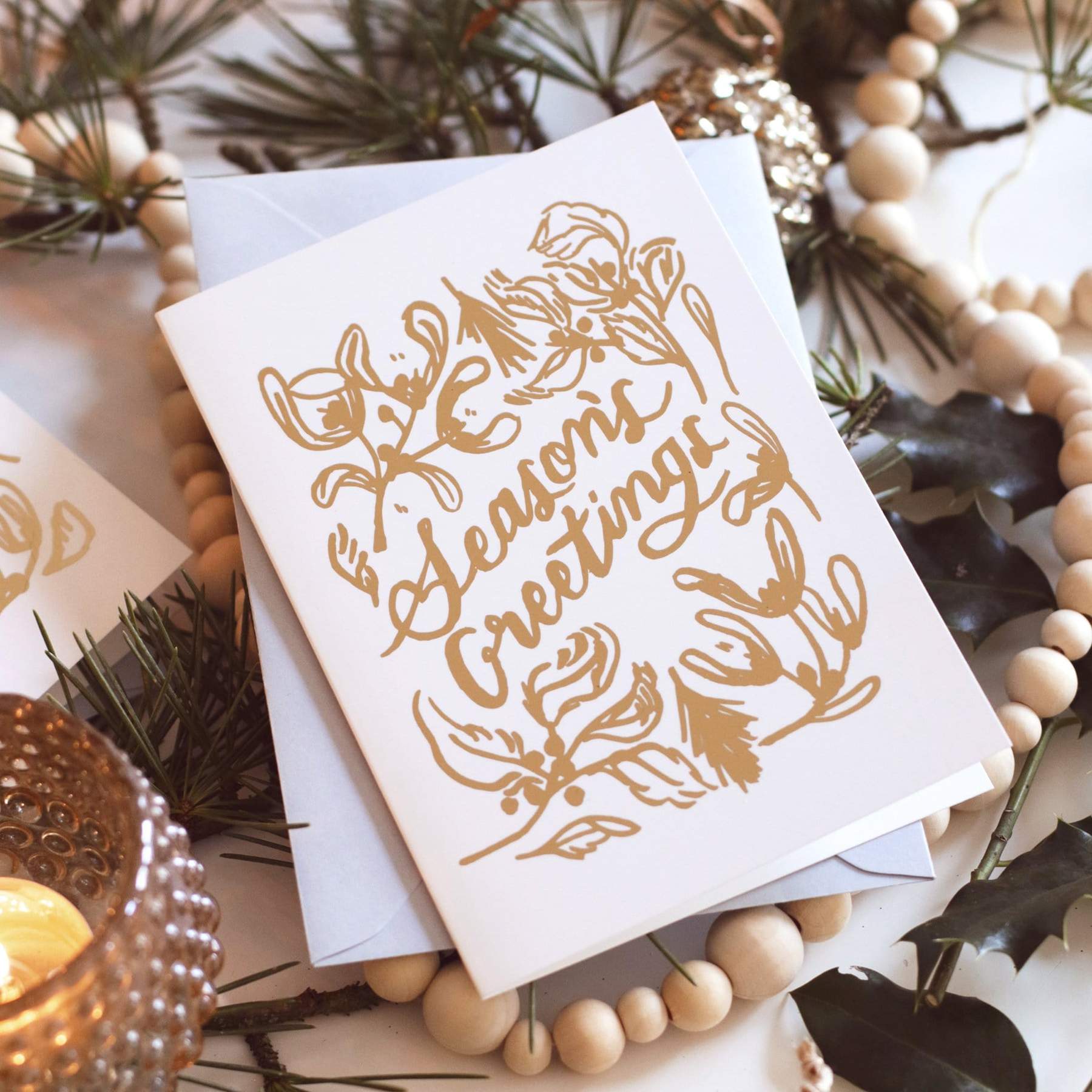 Annie Dornan Smith - Gold Botanical Season's Greetings Card