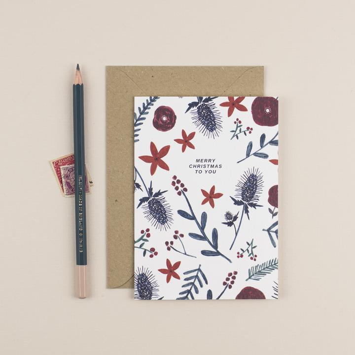 Thistles and Florals - Greeting Card